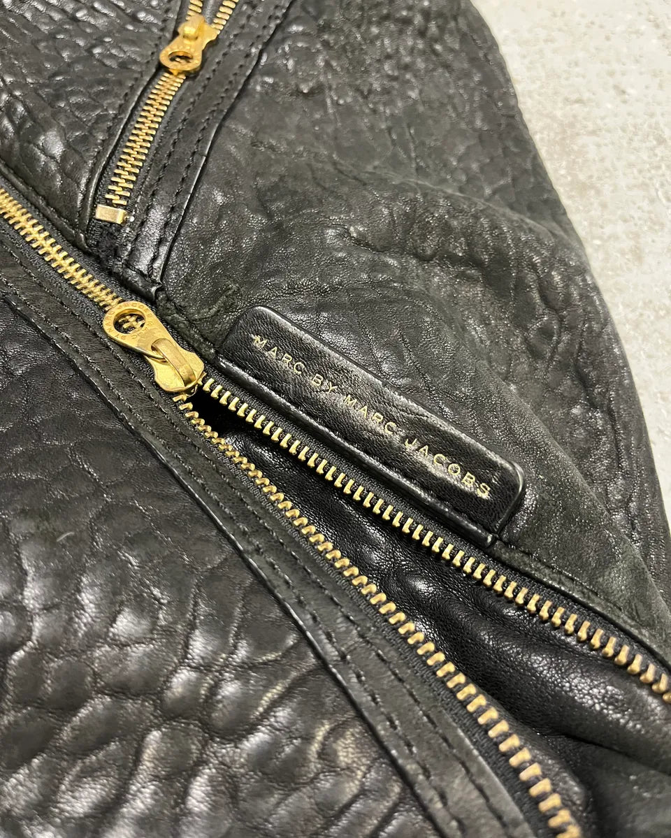 Marc Jacobs Multi Zip Black Grained Leather Shoulder Bag YnMOpCf 4