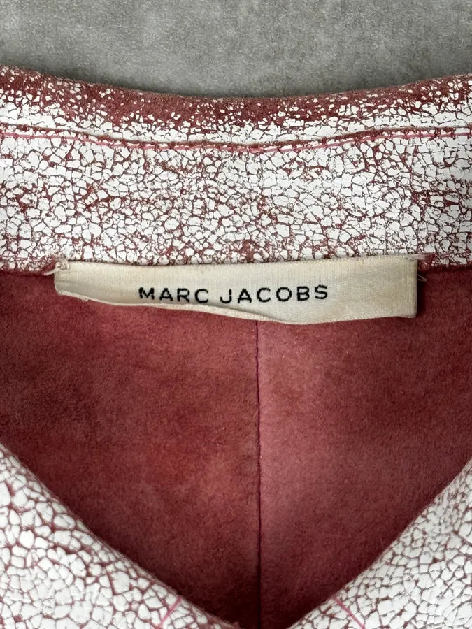 Marc Jacobs White & Pink Crackled Leather Light Jacket OIvAgel 9