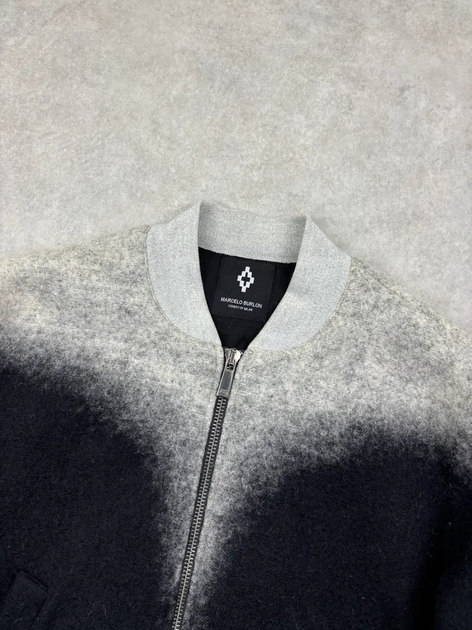 Marcelo Burlon Black & Grey Wool Bomber Jacket OXhRukn 3