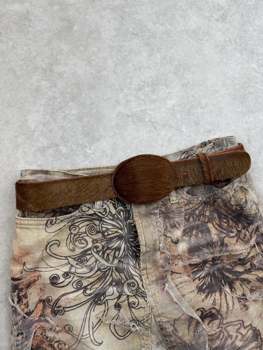 Margiela Brown Calf Hair Signature Buckle Belt mkhRytL 0