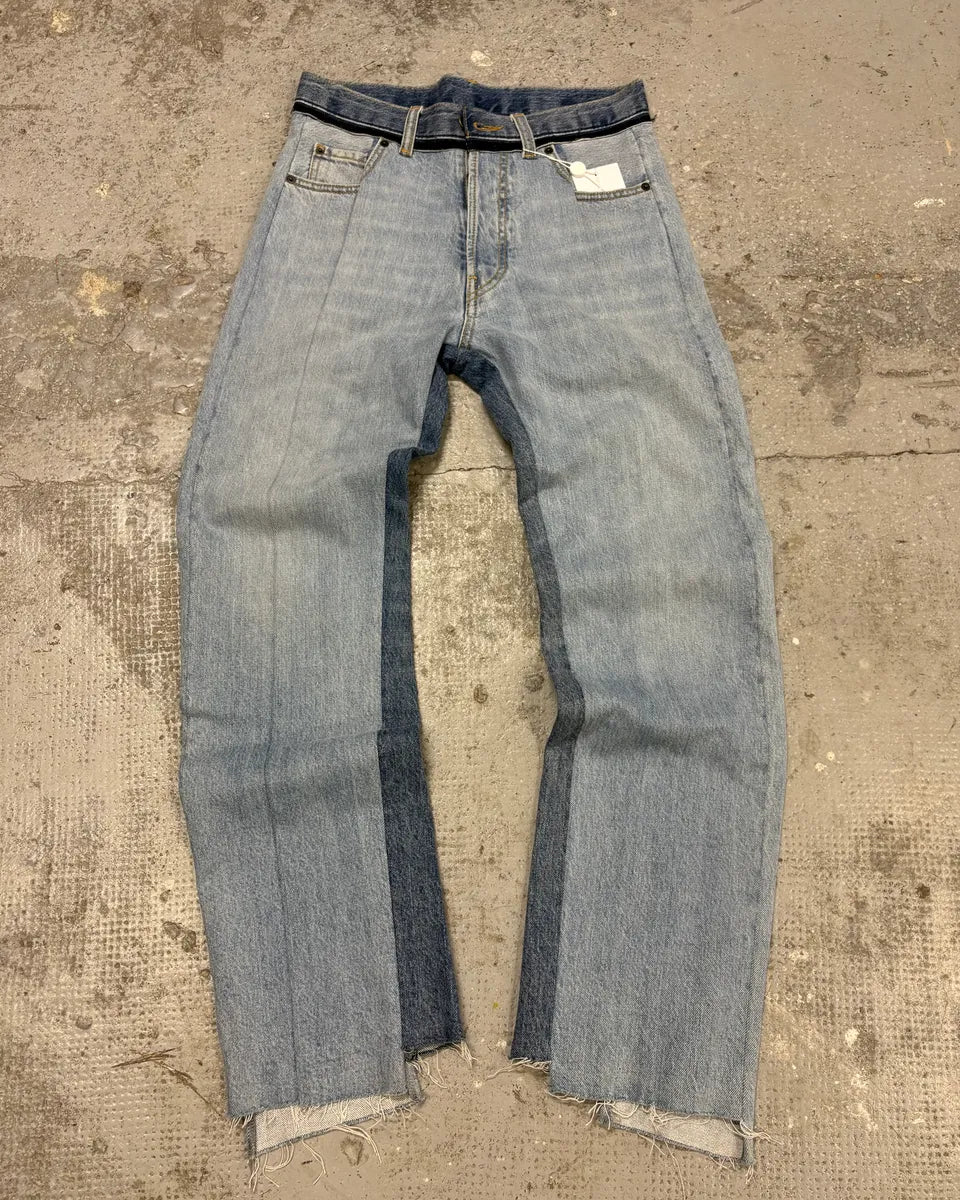 Maison Margiela Destructured Two Tone Blue Denim Jeans eAukThP 1