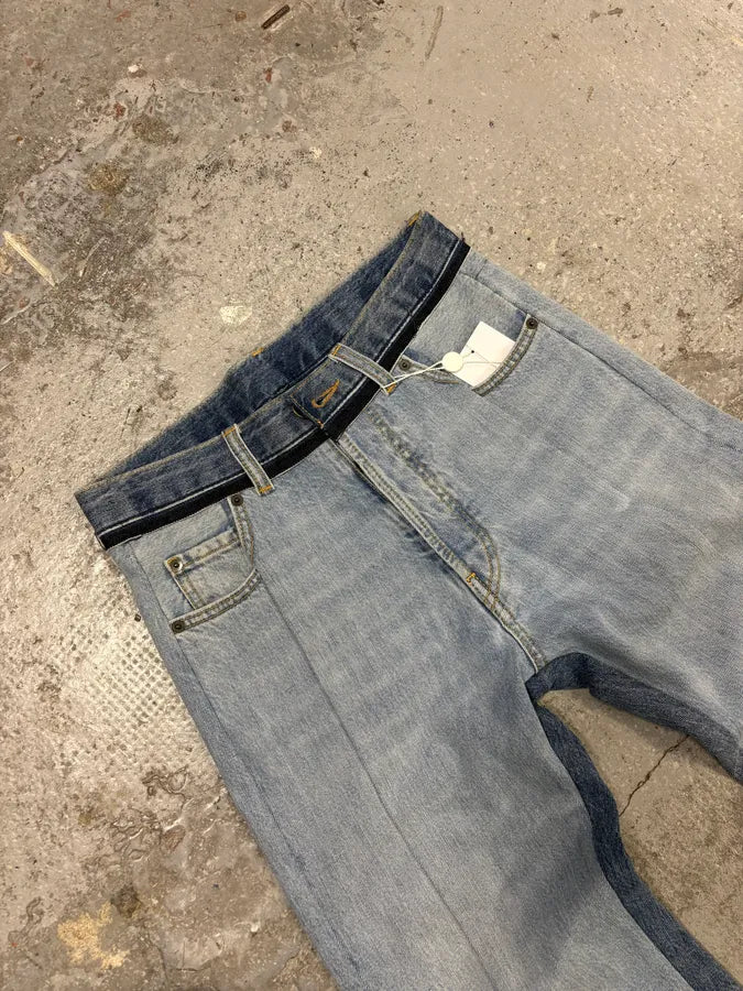 Maison Margiela Destructured Two Tone Blue Denim Jeans eAukThP 6