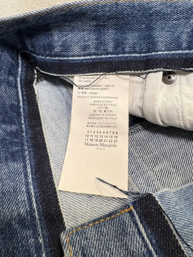Maison Margiela Destructured Two Tone Blue Denim Jeans eAukThP 10