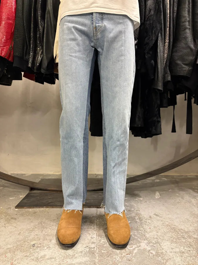 Maison Margiela Destructured Two Tone Blue Denim Jeans eAukThP 2