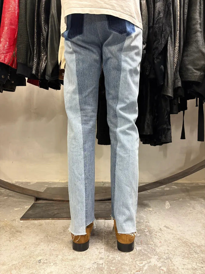 Maison Margiela Destructured Two Tone Blue Denim Jeans eAukThP 4