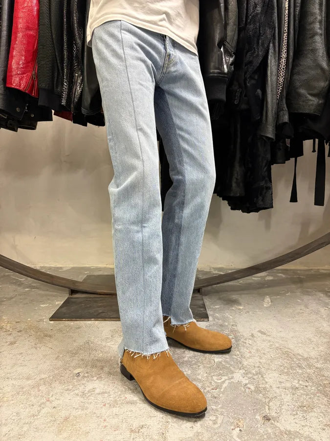 Maison Margiela Destructured Two Tone Blue Denim Jeans eAukThP 3