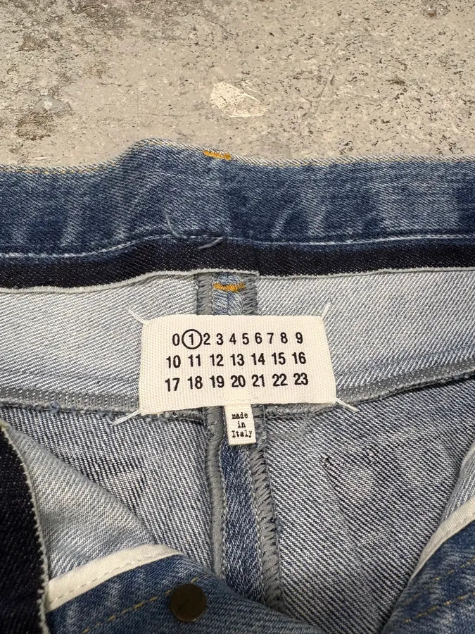 Maison Margiela Destructured Two Tone Blue Denim Jeans eAukThP 9