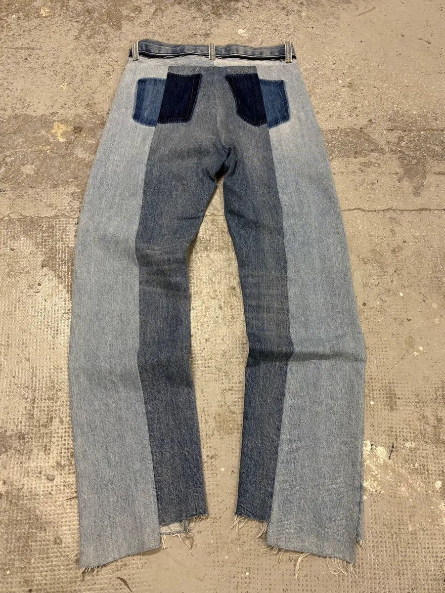 Maison Margiela Destructured Two Tone Blue Denim Jeans eAukThP 0