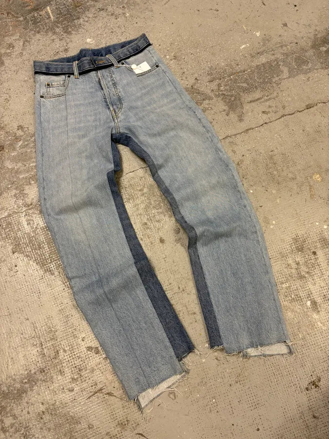 Maison Margiela Destructured Two Tone Blue Denim Jeans eAukThP 5