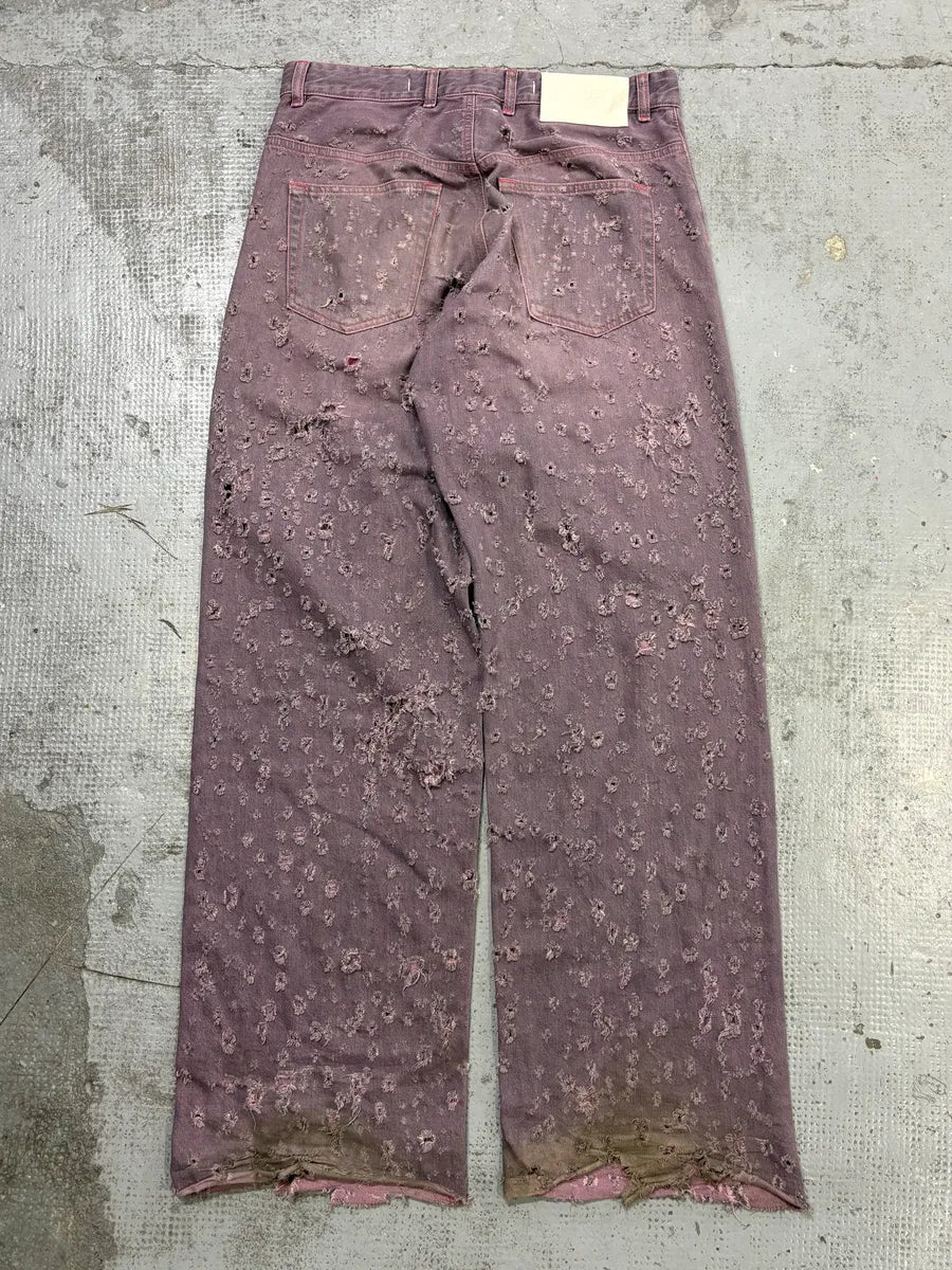 SS2023 Maison Margiela Purple Faded Holes Denim Jeans mNEcelr 4