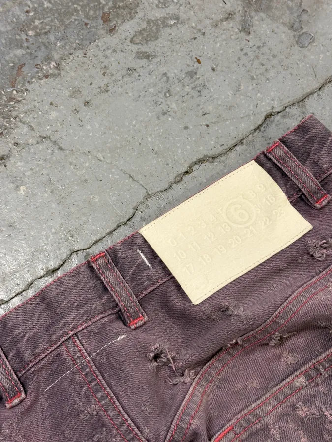 SS2023 Maison Margiela Purple Faded Holes Denim Jeans mNEcelr 9