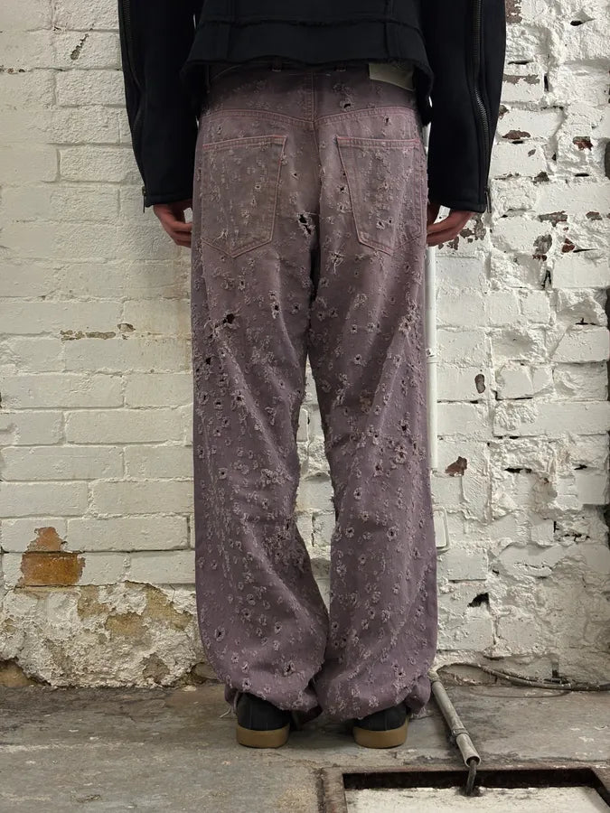 SS2023 Maison Margiela Purple Faded Holes Denim Jeans mNEcelr 2
