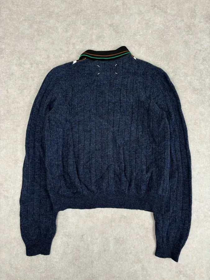 SS2016 Maison Margiela Navy Trompe Loeil Polo Sweater TqskOKy 4