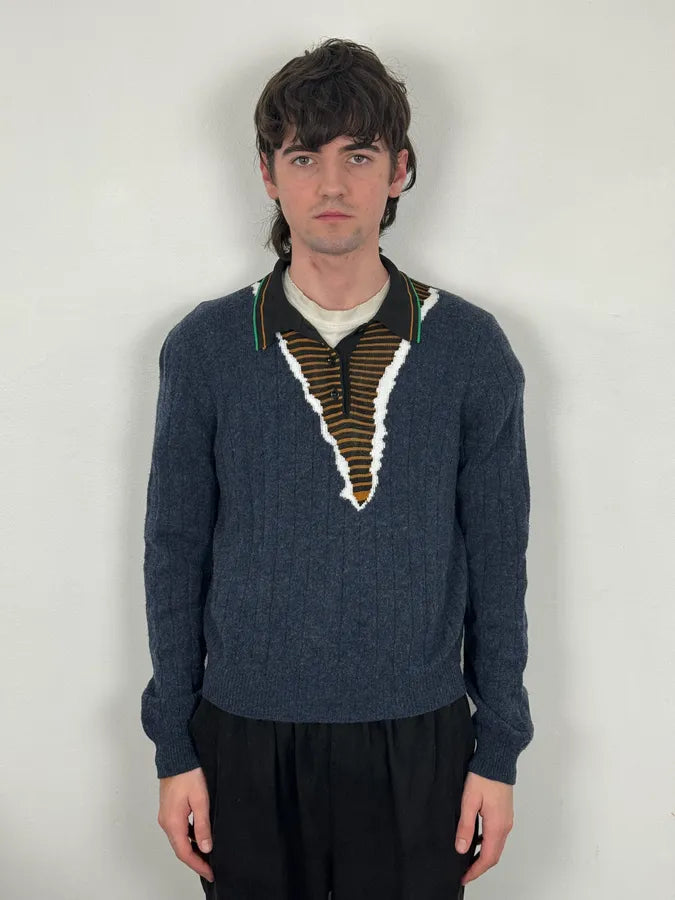 SS2016 Maison Margiela Navy Trompe Loeil Polo Sweater – Dolce Vita Hub