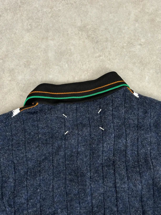 SS2016 Maison Margiela Navy Trompe Loeil Polo Sweater TqskOKy 5