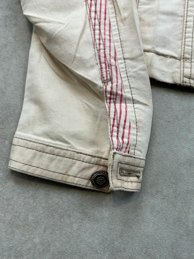 SS2003 Marithé + François Girbaud Beige Buttoned Striped Jacket pkiSIAZ 6