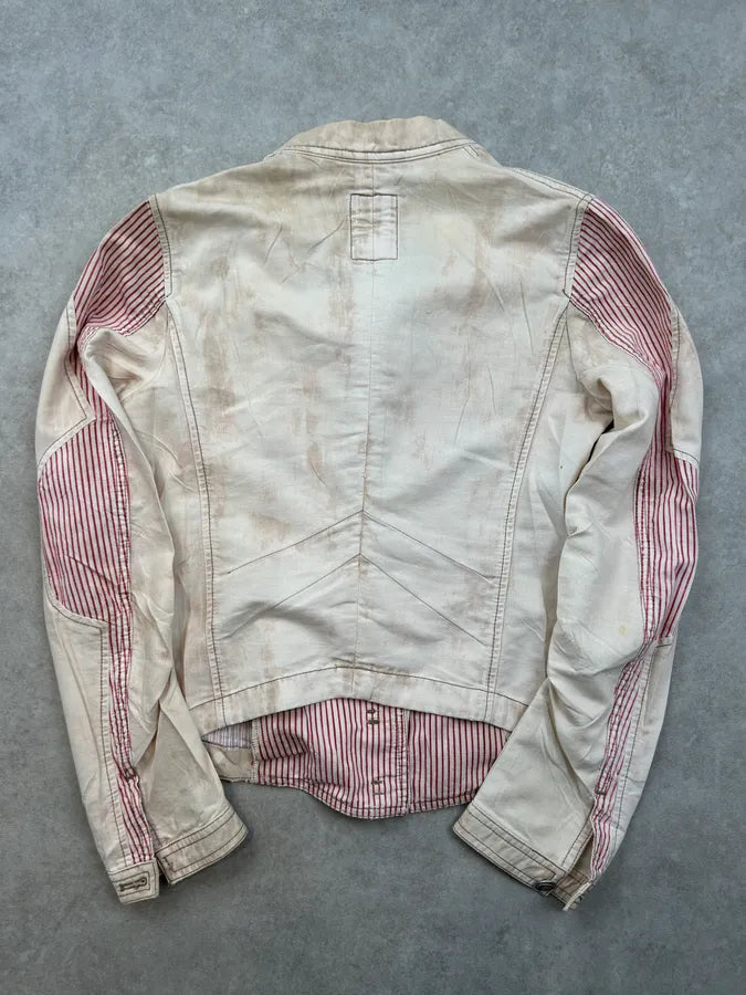 SS2003 Marithé + François Girbaud Beige Buttoned Striped Jacket pkiSIAZ 8