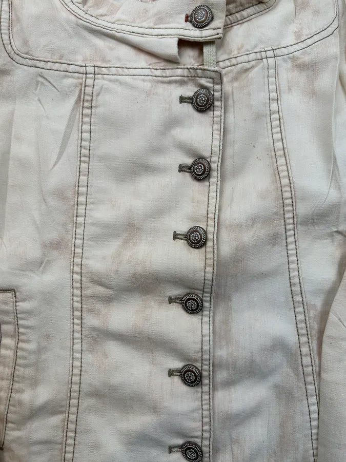 SS2003 Marithé + François Girbaud Beige Buttoned Striped Jacket pkiSIAZ 5