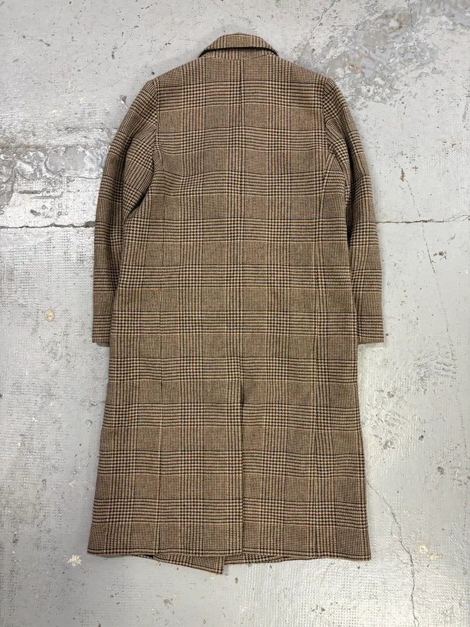 2000s Marithé + François Girbaud Beige Wool Tartan Long Coat mziosRq 4