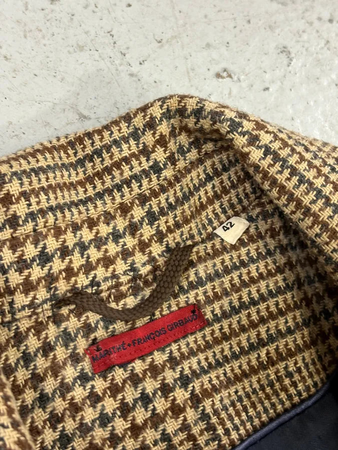 2000s Marithé + François Girbaud Beige Wool Tartan Long Coat mziosRq 7
