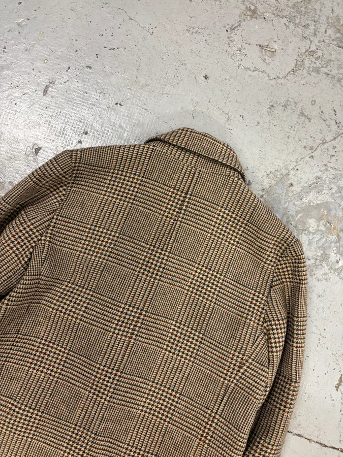 2000s Marithé + François Girbaud Beige Wool Tartan Long Coat mziosRq 5