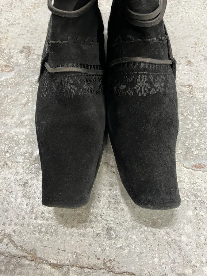 Marithé + François Girbaud Black Ankle Suede Leather Pony Hair Boots XTJQbbP 3