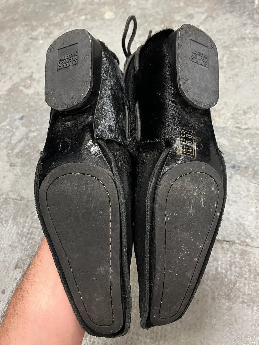 Marithé + François Girbaud Black Ankle Suede Leather Pony Hair Boots XTJQbbP 4