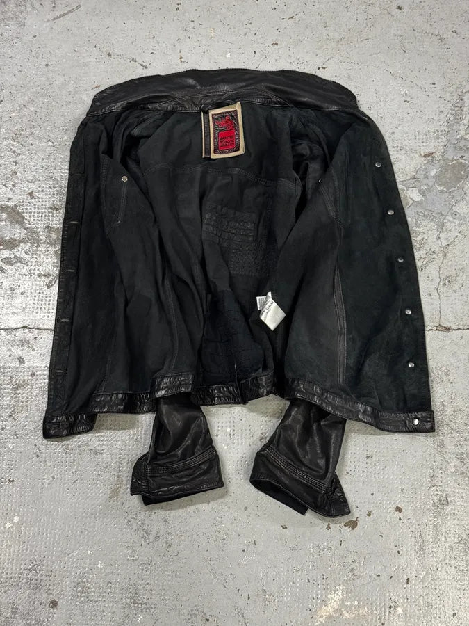 Marithé + François Girbaud Black Avant-Garde Patches Leather Jacket ABAiztM 6
