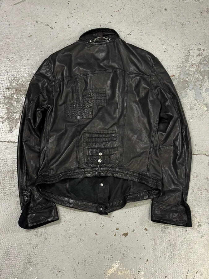 Marithé + François Girbaud Black Avant-Garde Patches Leather Jacket ABAiztM 3