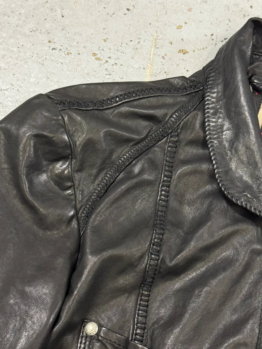 Marithé + François Girbaud Black Avant-Garde Patches Leather Jacket ABAiztM 7