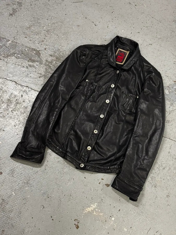 Marithé + François Girbaud Black Avant-Garde Patches Leather Jacket ABAiztM 4
