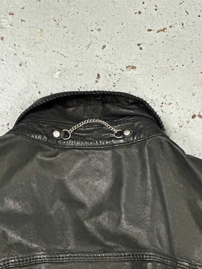 Marithé + François Girbaud Black Avant-Garde Patches Leather Jacket ABAiztM 11