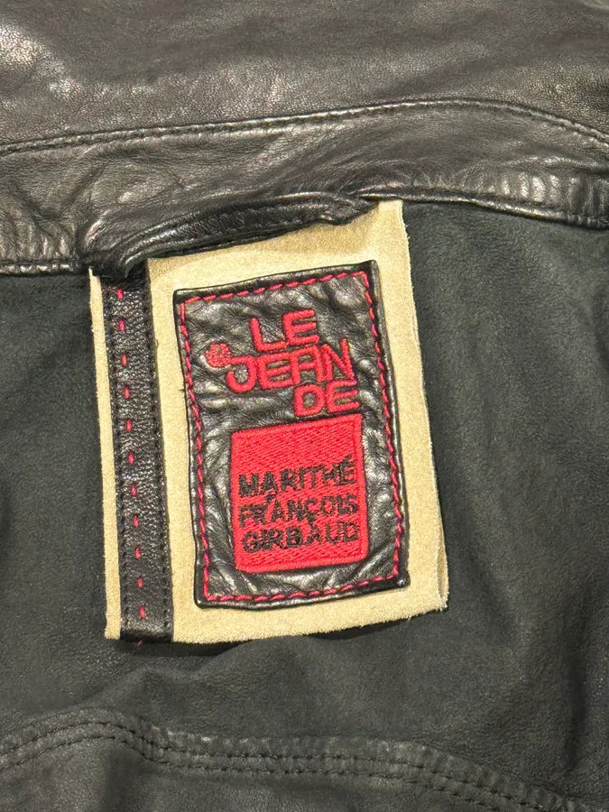 Marithé + François Girbaud Black Avant-Garde Patches Leather Jacket ABAiztM 12