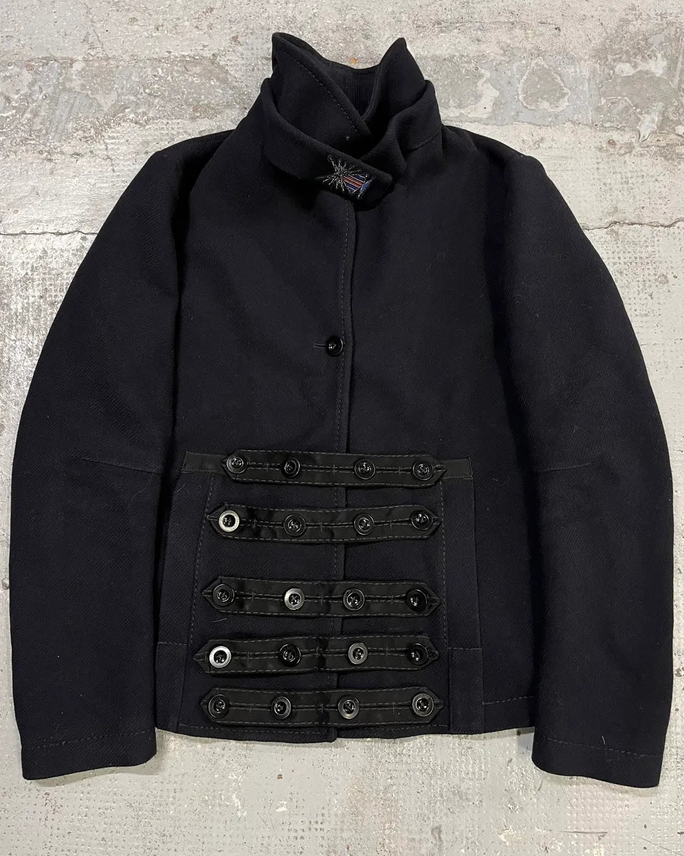 Marithé + François Girbaud Black Buttoned Officer Jacket FkXErXK 0