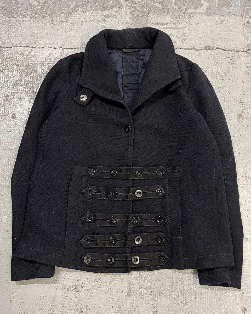 Marithé + François Girbaud Black Buttoned Officer Jacket FkXErXK 1