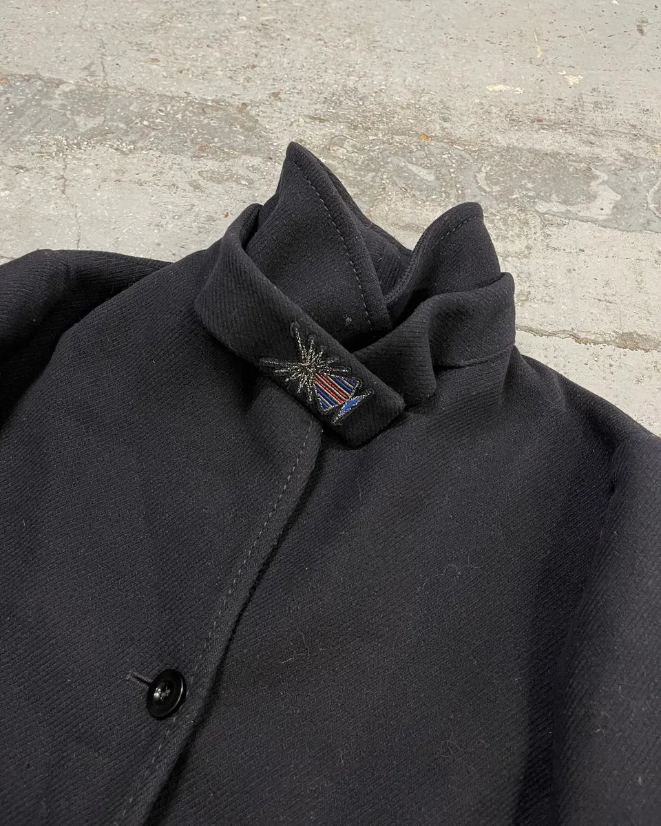 Marithé + François Girbaud Black Buttoned Officer Jacket FkXErXK 2