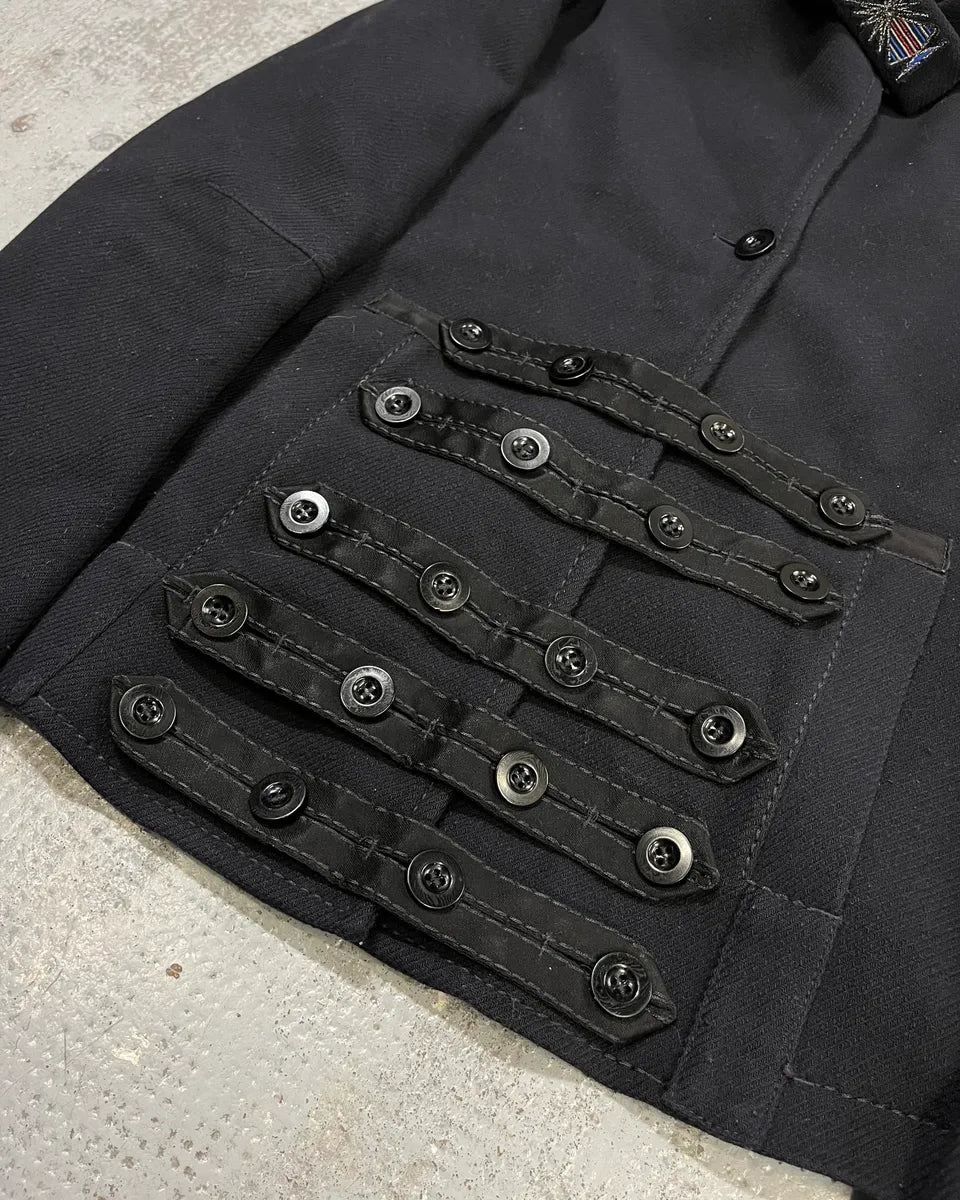 Marithé + François Girbaud Black Buttoned Officer Jacket FkXErXK 4
