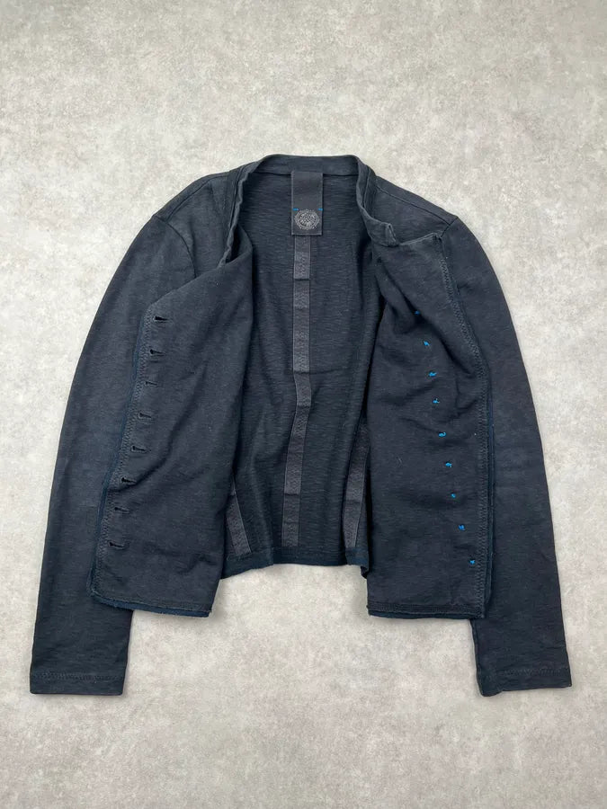 2000s Marithé + François Girbaud Dark Blue Gold Button Cardigan oSoJLQR 3