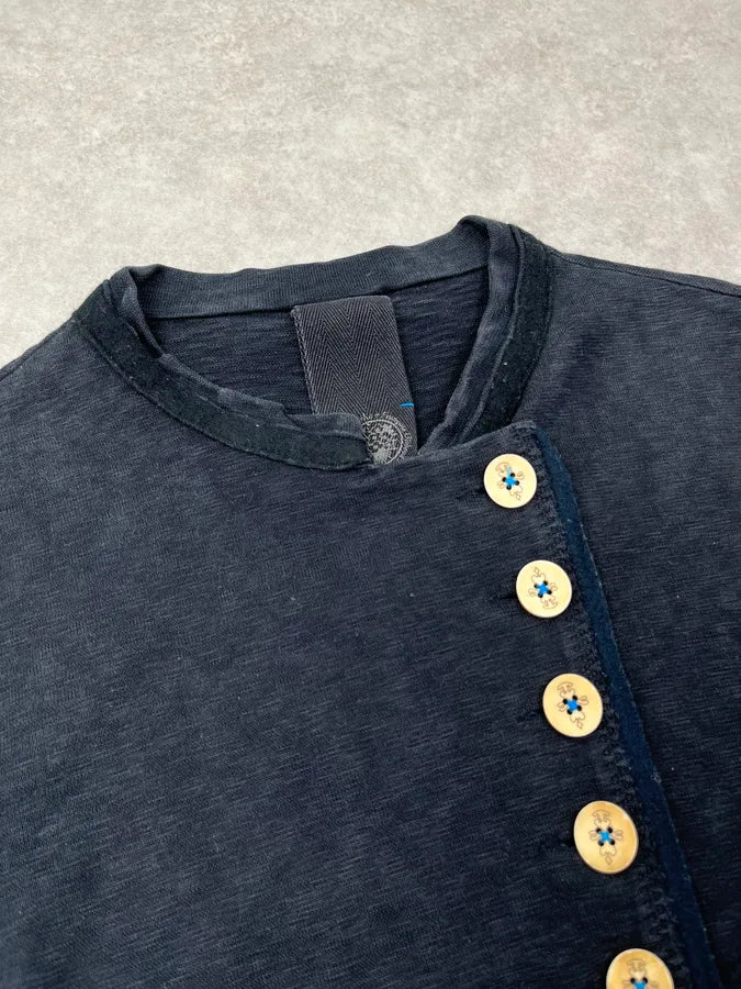 2000s Marithé + François Girbaud Dark Blue Gold Button Cardigan oSoJLQR 5