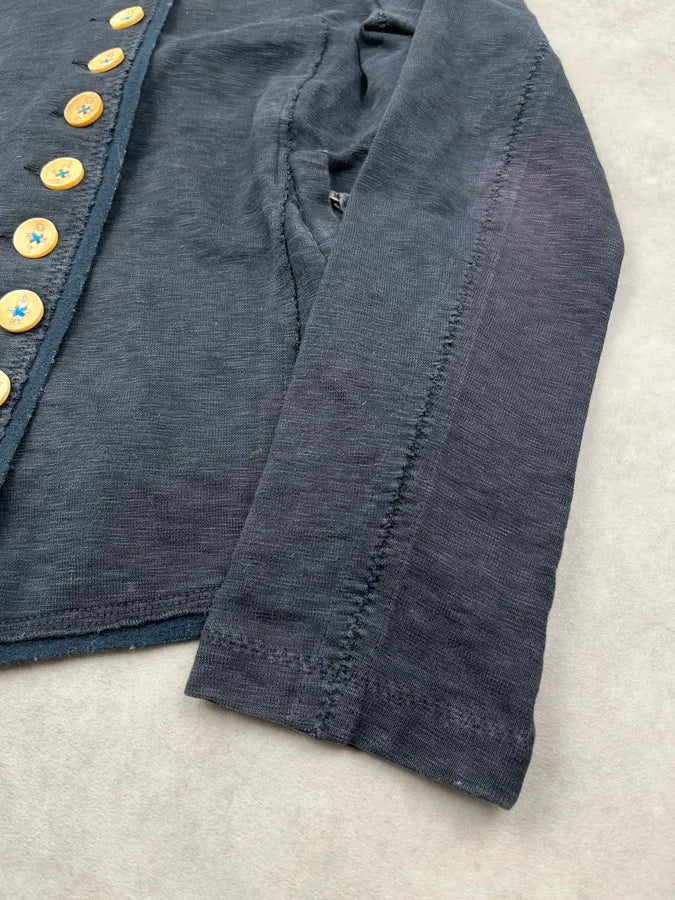 2000s Marithé + François Girbaud Dark Blue Gold Button Cardigan oSoJLQR 7