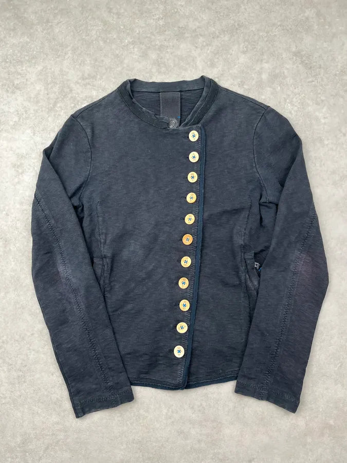 2000s Marithé + François Girbaud Dark Blue Gold Button Cardigan oSoJLQR 2