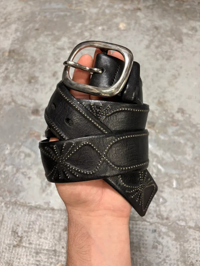 Marithé + François Girbaud Black Embellished Leather Belt FeWFPCy 2