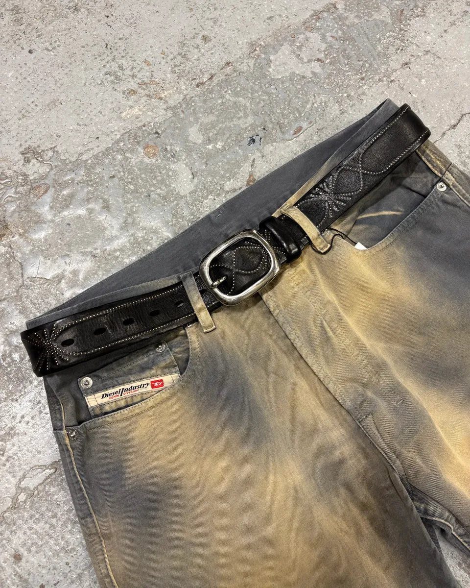 Marithé + François Girbaud Black Embellished Leather Belt FeWFPCy 0