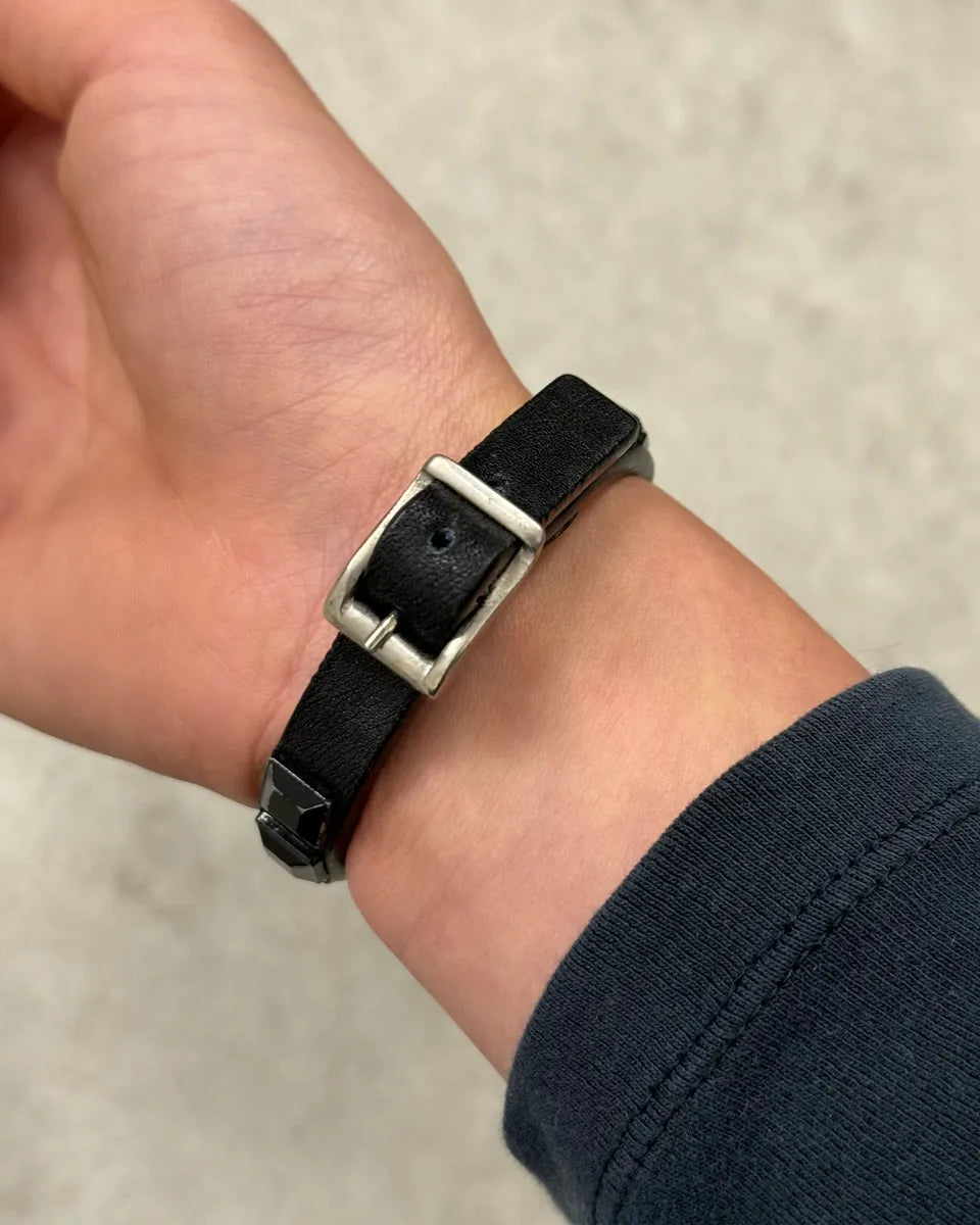 Marithé + François Girbaud Black Leather Bracelet xcqZrJa 3
