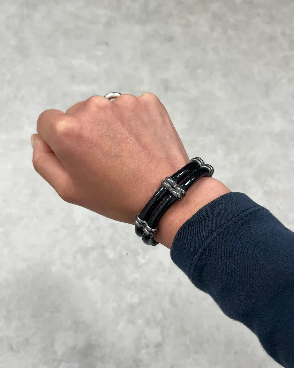 Marithé + François Girbaud Black Leather Bracelet  ZAYimIe 0