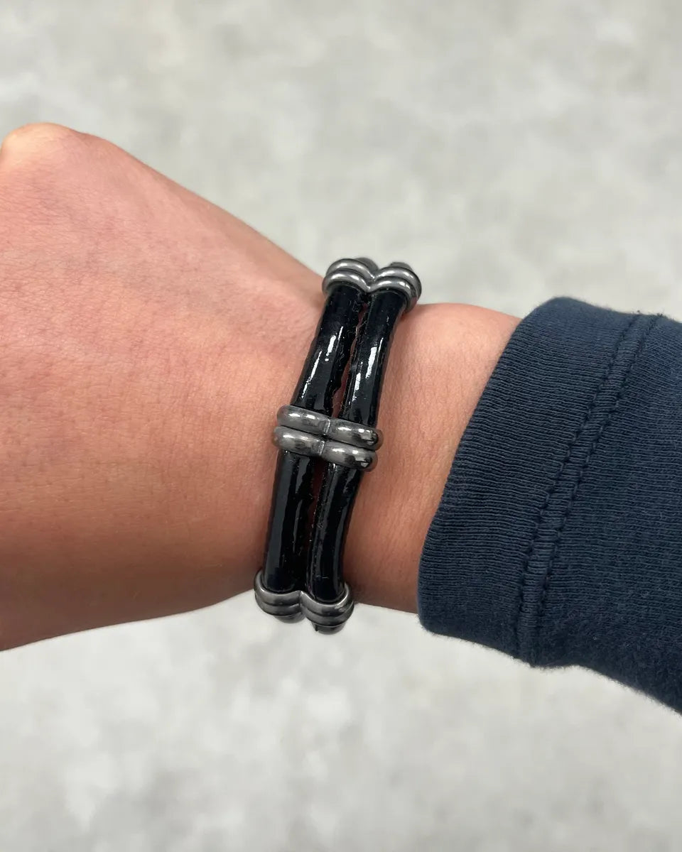 Marithé + François Girbaud Black Leather Bracelet  ZAYimIe 1