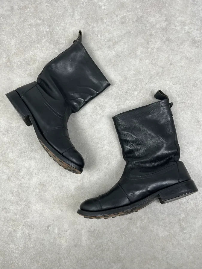 Marithé + François Girbaud Black Leather Padded Biker Boots BRnXrOG 4