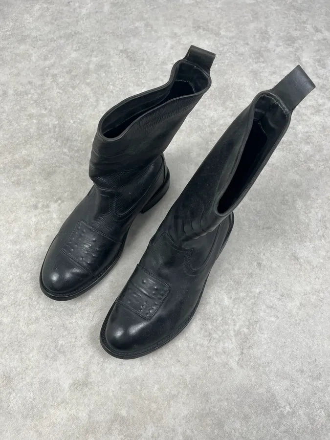 Marithé + François Girbaud Black Leather Padded Biker Boots BRnXrOG 5