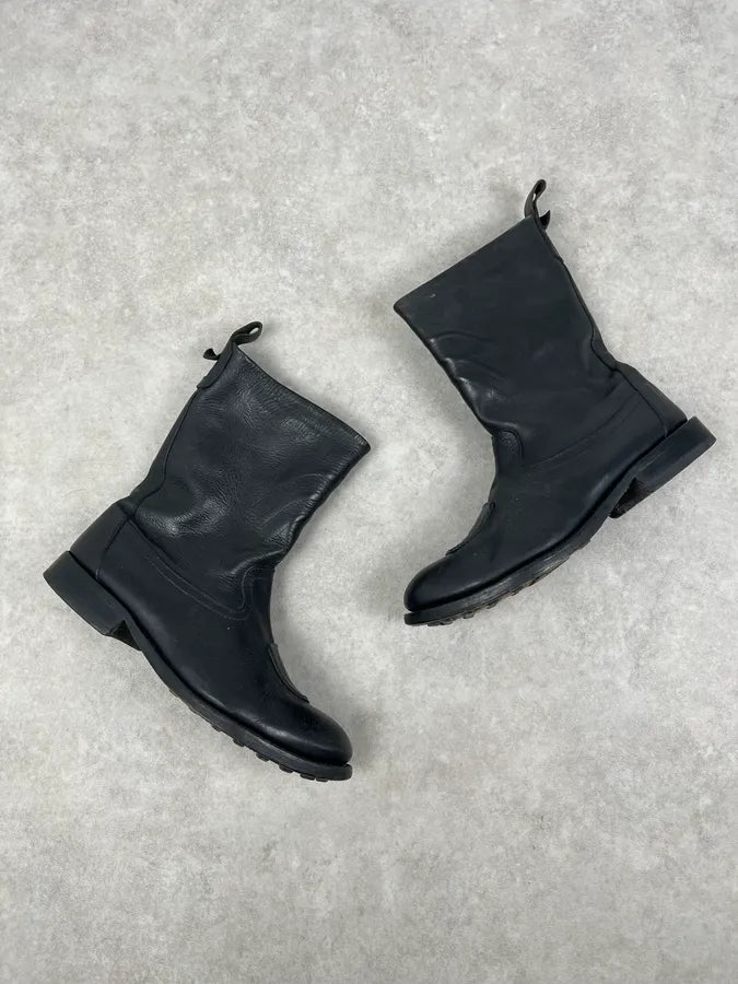 Marithé + François Girbaud Black Leather Padded Biker Boots BRnXrOG 6