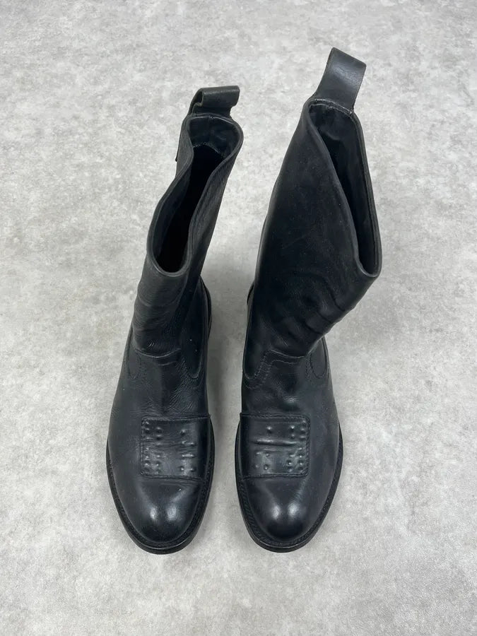 Marithé + François Girbaud Black Leather Padded Biker Boots BRnXrOG 3